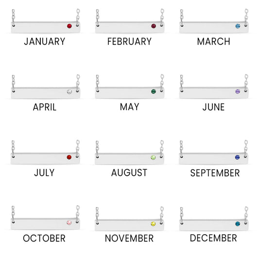 Stainless Steel Bar Birthstone Necklace