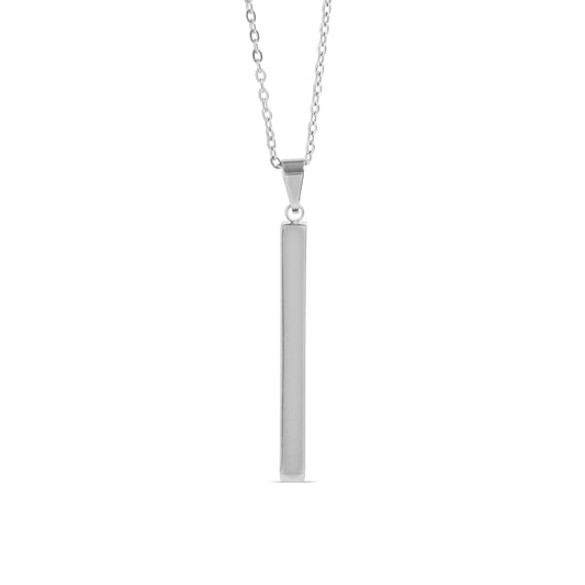 Square 4-Sided Vertical Bar Polished Stainless Steel Necklace