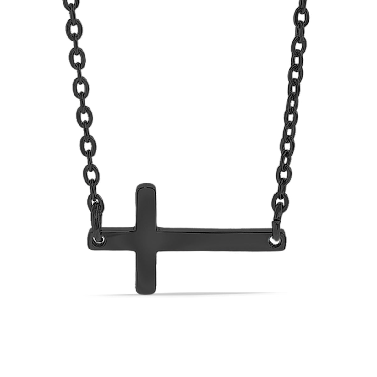 18K Gold PVD Horizontal Cross Necklace