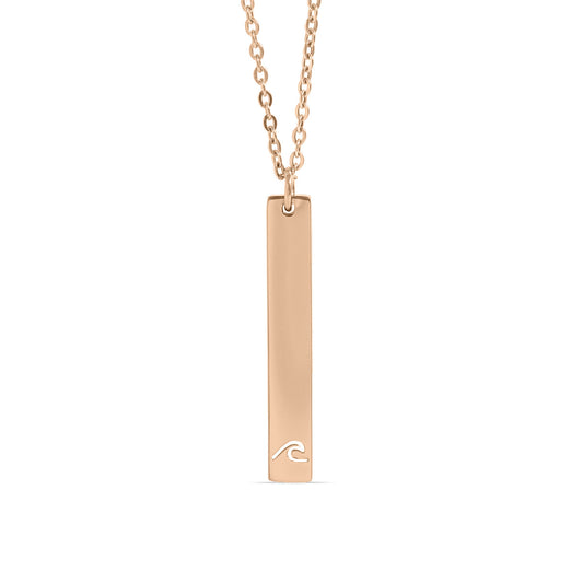 Wave Cutout Vertical Stainless Steel Bar Necklace, 18K PVD Coated