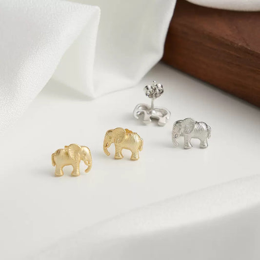 Gold Plated Sterling Silver Elephant Stud Earrings