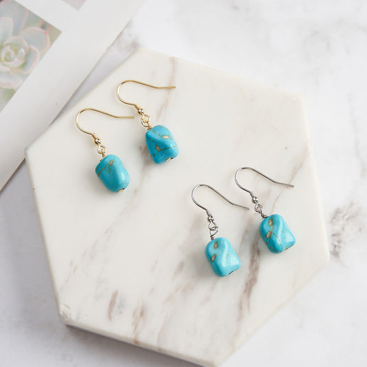 Sterling Silver Natural Turquoise Drop Earrings