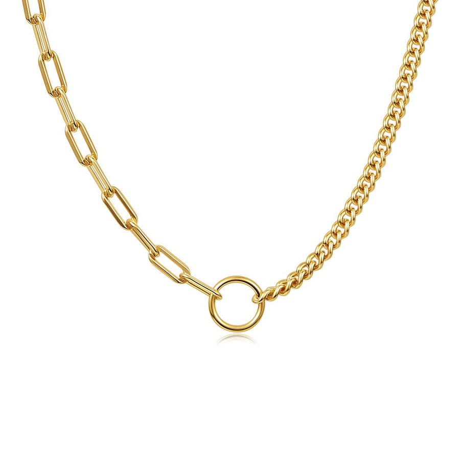 Splicing Hollow Chain Necklace, 925 Sterling Silver