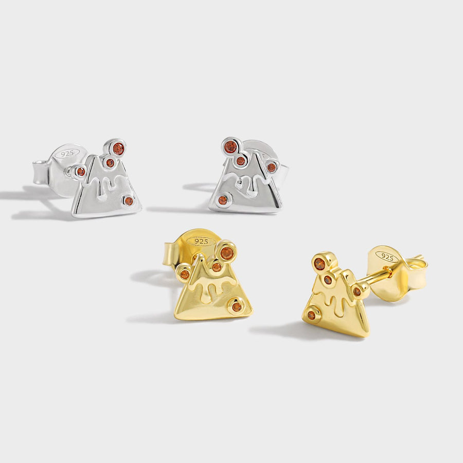 Melted Cheese Red Crystal Sterling Silver Stud Earrings