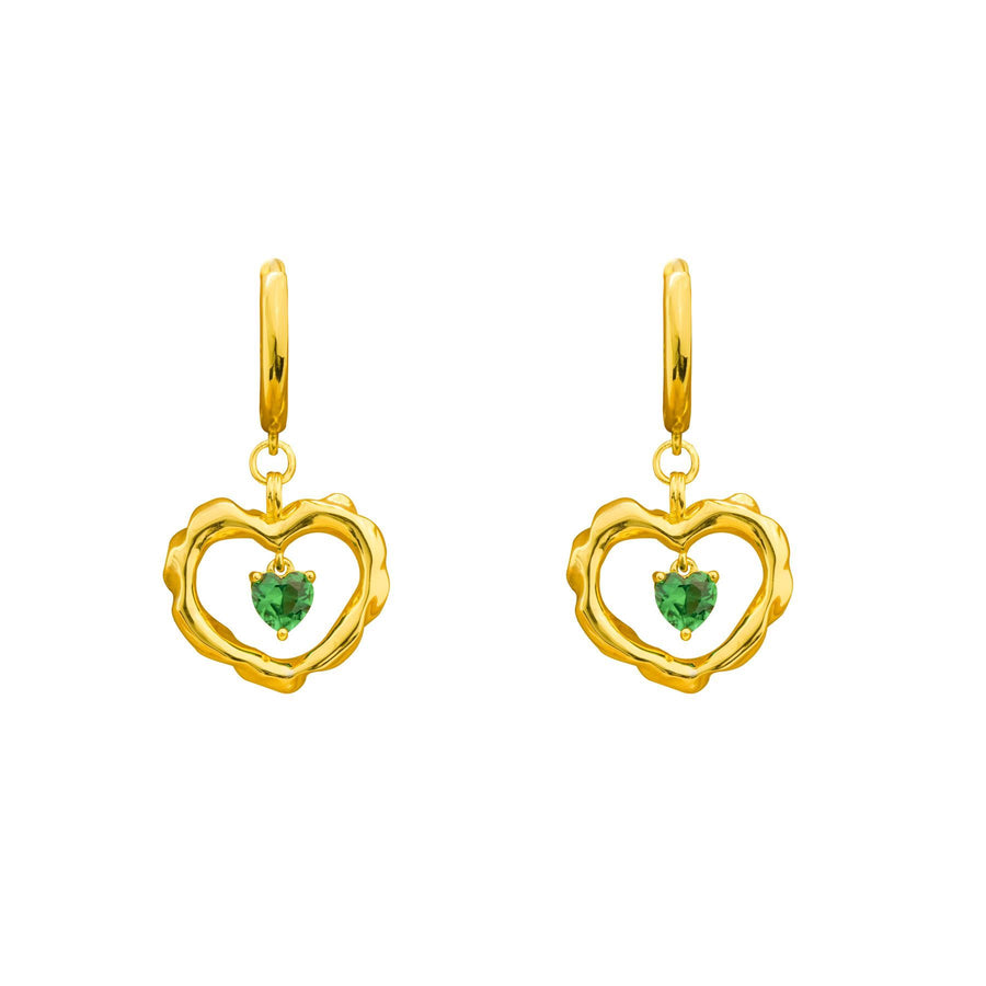 Double Heart Crystal 925 Sterling Silver Dangling Earrings