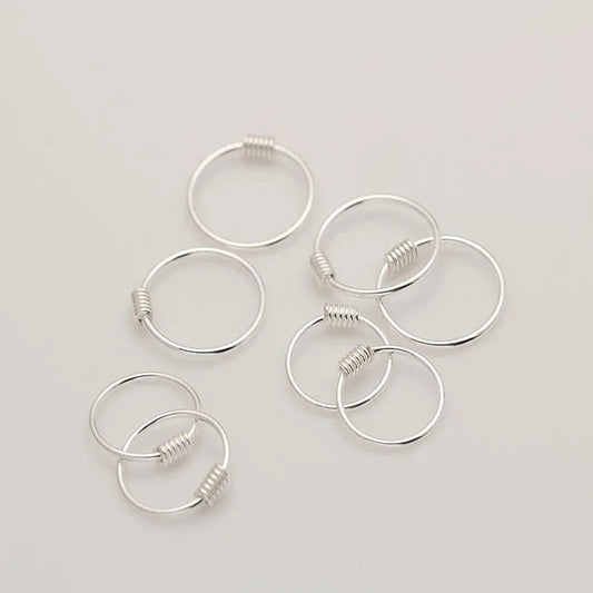 Sterling Silver Geometric Round Hoop Earrings