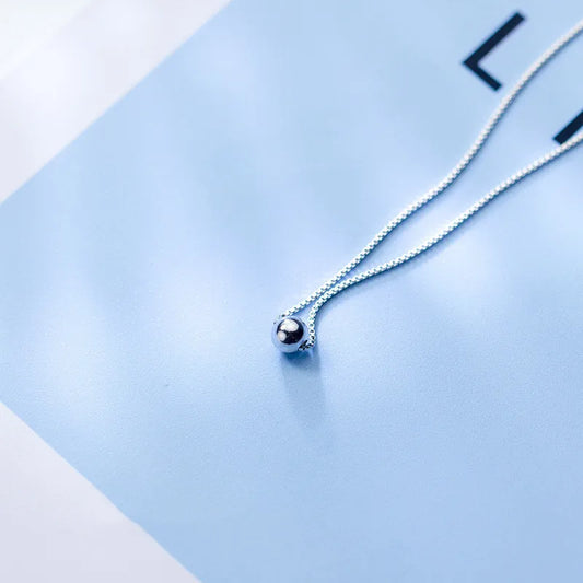 Sterling Silver Box Chain Bead Choker Necklace