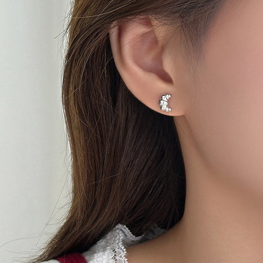 Gold Plated Sterling Silver Croissant Stud Earrings
