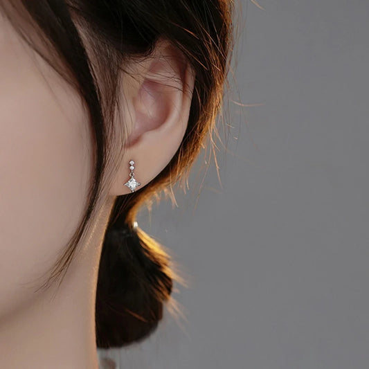 Sterling Silver Geometric Tassel Hoop Earrings