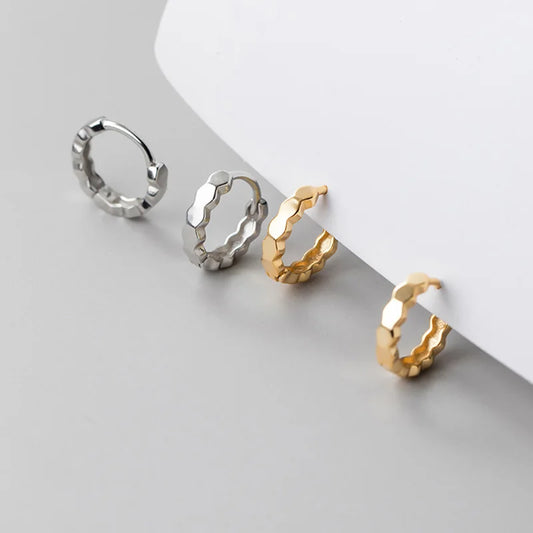Gold Plated Polygon Hoop Earrings