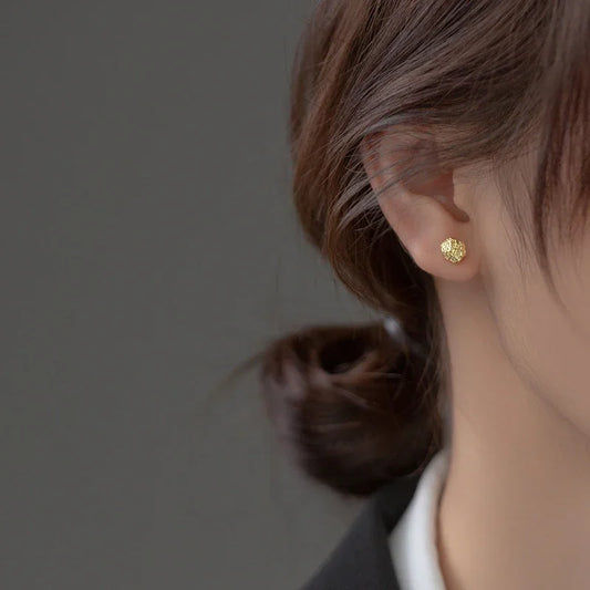 Sterling Silver Irregular Geometry Bead Stud Earrings
