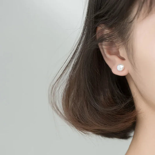 Sterling Silver Irregular Pearl Stud Earrings