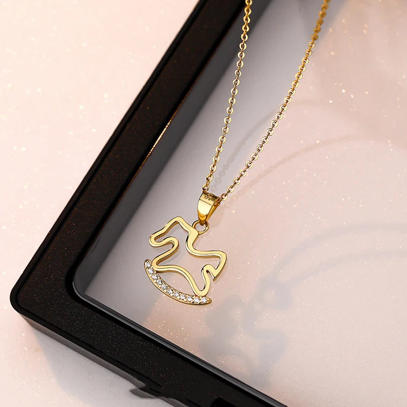 Sterling Silver Rocking Horse Pendant Necklace