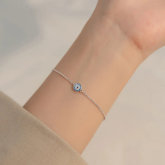 Sterling Silver Cubic Zirconia Evil Eye Bracelet
