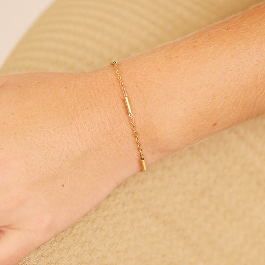 18K Gold PVD Satellite Bar Chain Bracelet