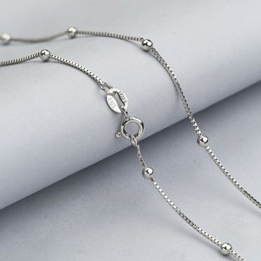 Fashion Beaded Box 925 Sterling Silver Chain
