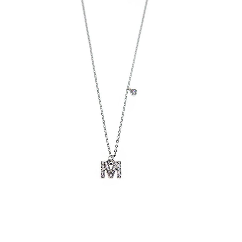 Crystal A-Z Initial Necklace in 925 Sterling Silver