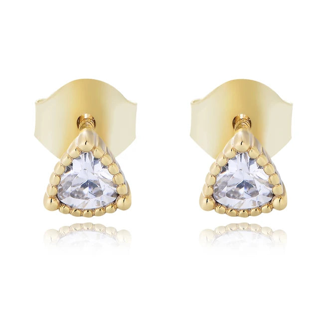 Sterling Silver Cubic Zirconia Triangle Stud Earrings