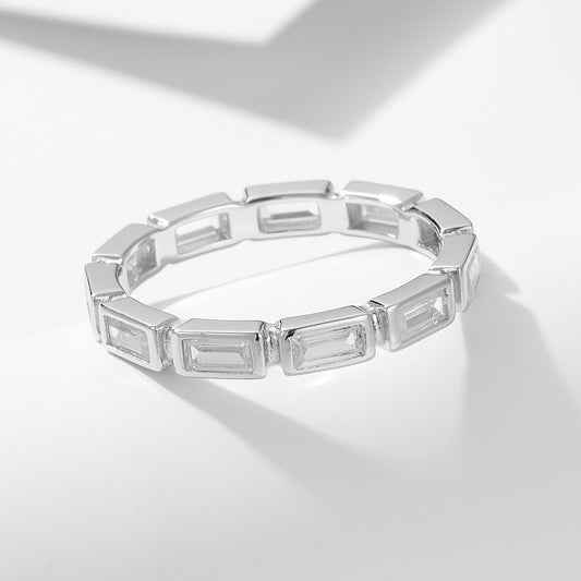 Sterling Silver Baguette Cut Eternity Ring