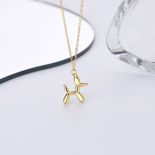 Gold Plated Sterling Silver Balloon Dog Charm Necklace