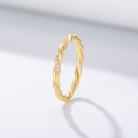 Sterling Silver Cubic Zirconia Twist Band Ring