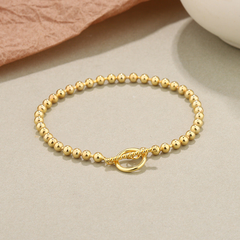 Gold Plated Sterling Silver Bead Bracelet
