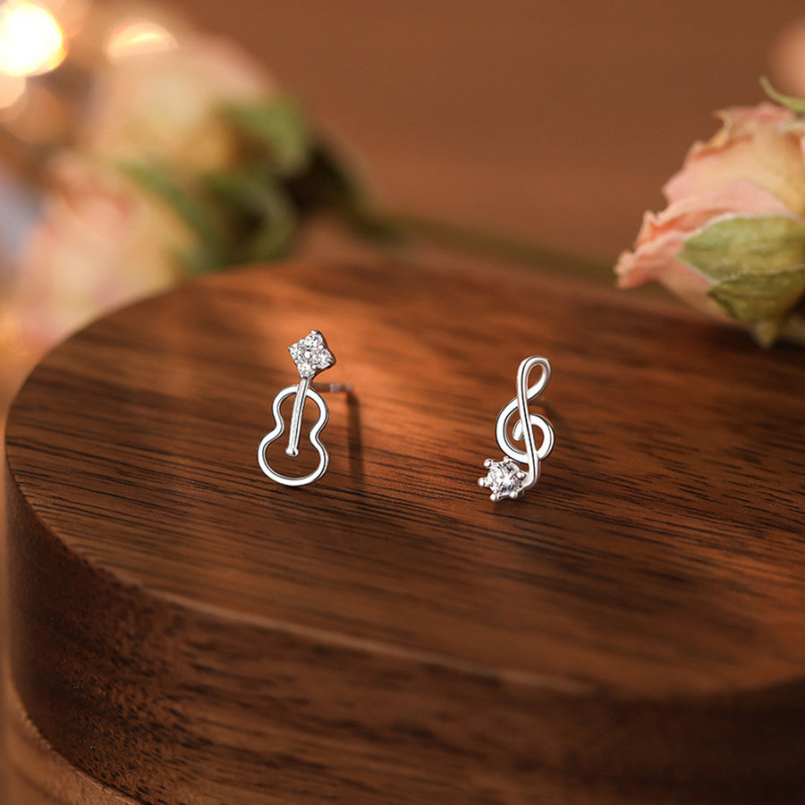 Sterling Silver Music Note Violin Earrings