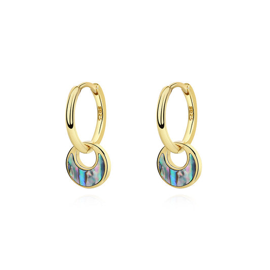 Sterling Silver Abalone Shell Hoop Earrings