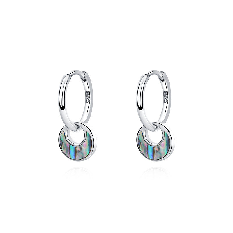 Sterling Silver Abalone Shell Hoop Earrings