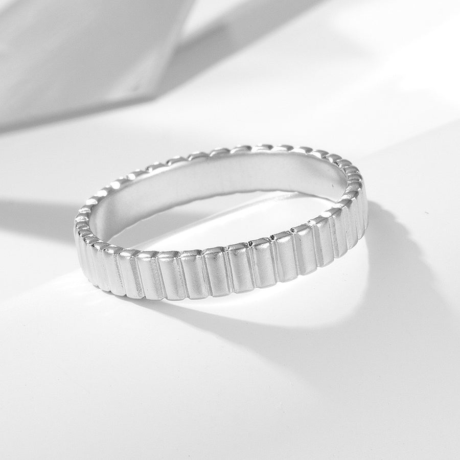 Sterling Silver Striped Minimalist Ring