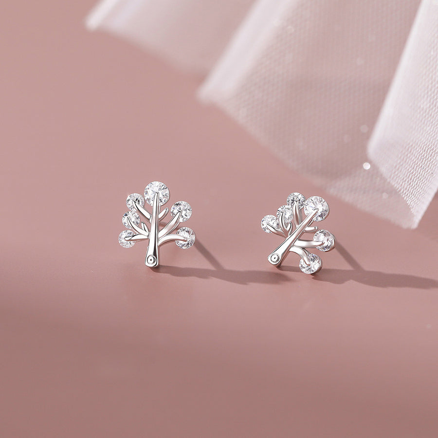 Sterling Silver Cubic Zirconia Tree of Life Earrings