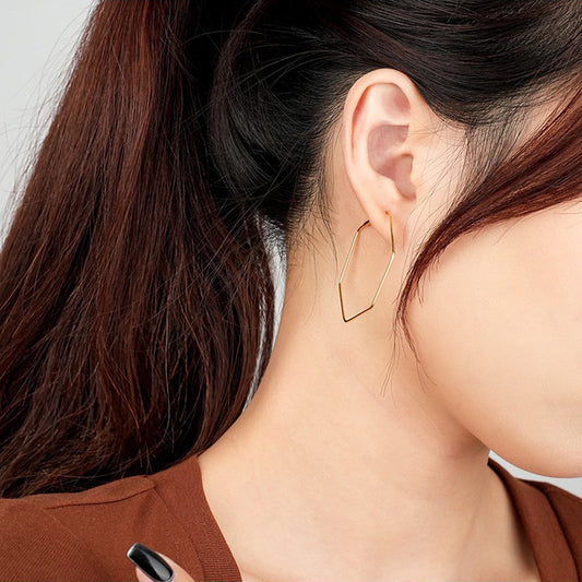 Gold Plated Thin Hexagon Hoop Earrings