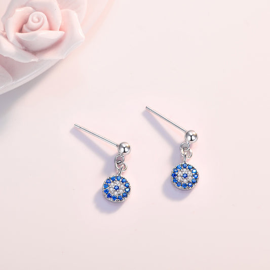Cubic Zirconia Evil Eye Drop Earrings