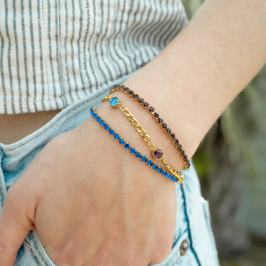 18K Gold PVD Stainless Steel Birthstone Tennis Bracelet