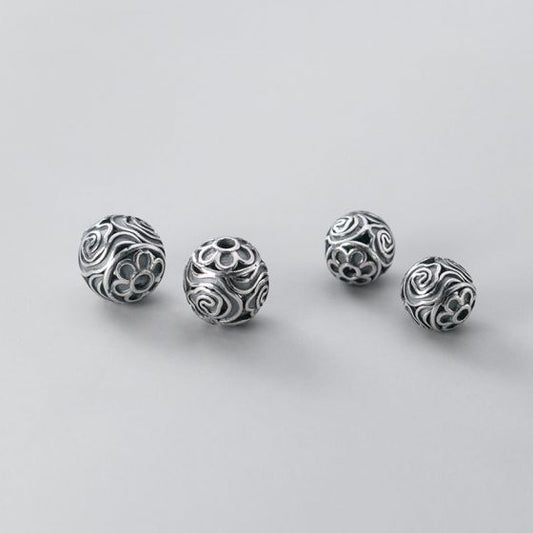 Hollow Rose Flower Bead Caps, 925 Sterling Silver
