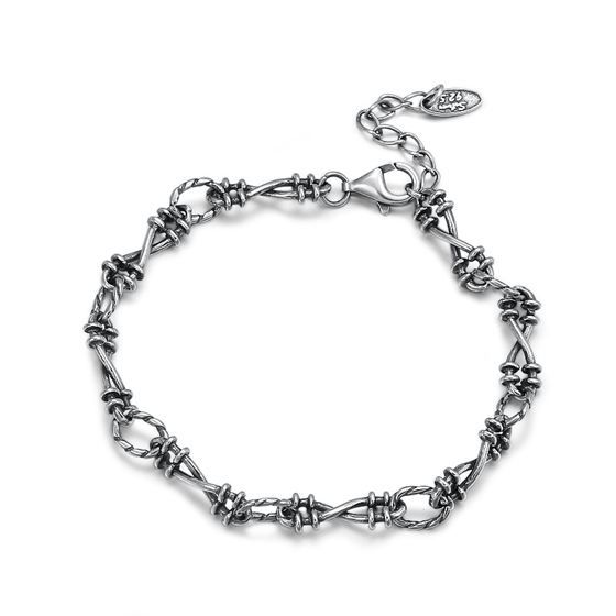 Vintage Hollow Chain Bracelet, 925 Sterling Silver