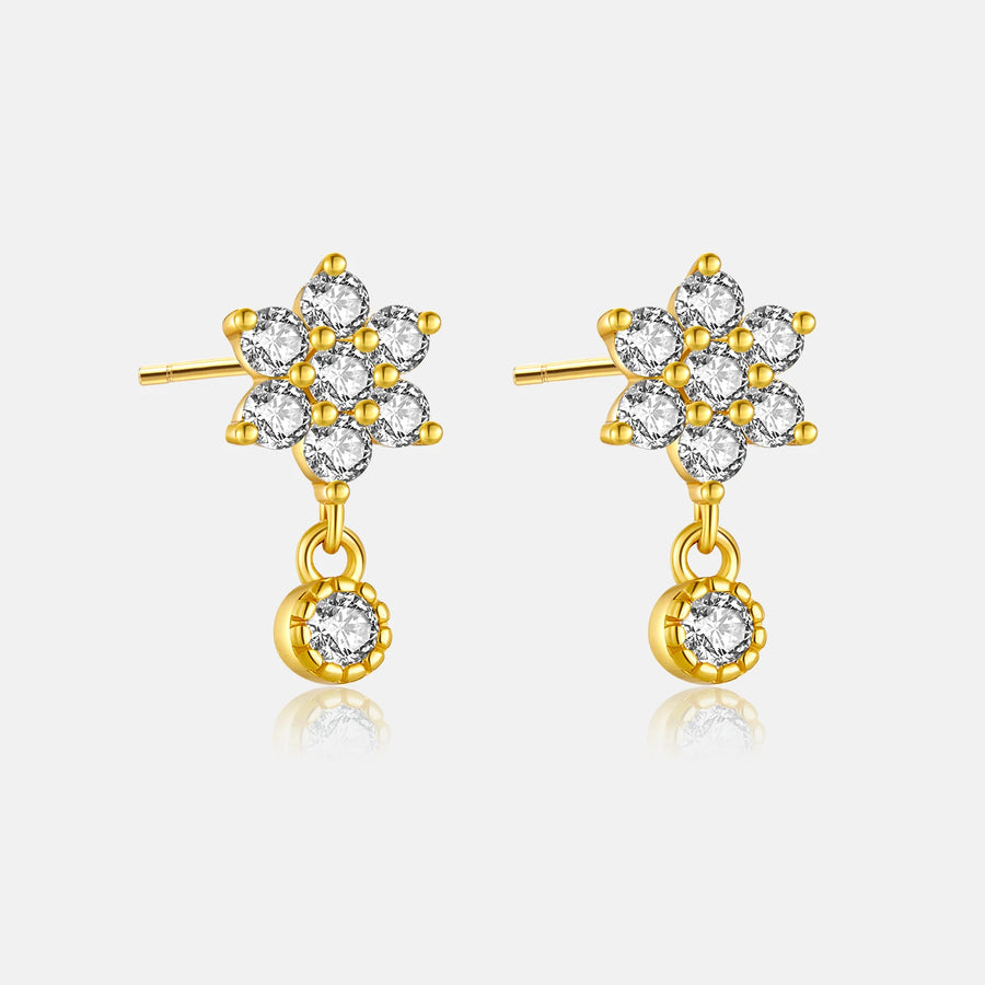 Sterling Silver Cubic Zirconia Dangling Gold Stud Earrings