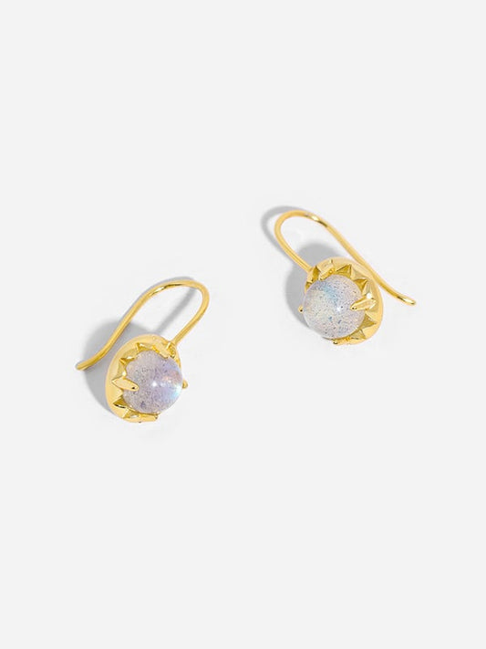 Gold Plated Natural Moon Stone Drop Earrings