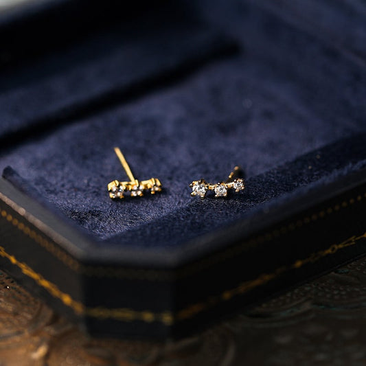 Sterling Silver Climbing Shooting Star Stud Earrings