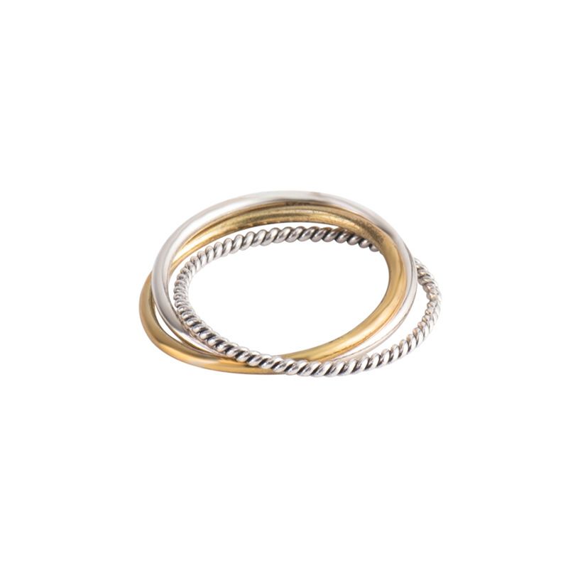 Vintage Three Circles Cross Sterling Silver Adjustable Ring
