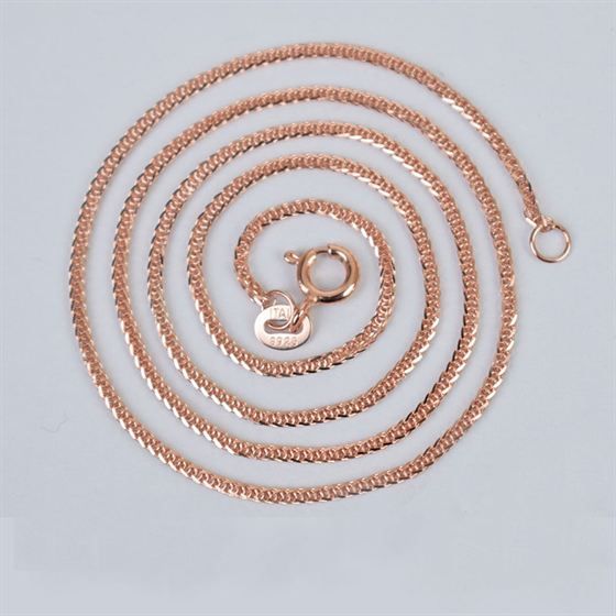 Rose Gold Spiga Chain Necklace, 925 Sterling Silver