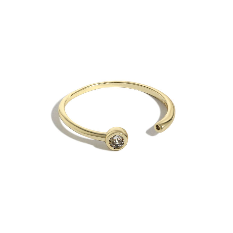 Round Crystal Tube Adjustable Ring in 14K Gold-Plated 925 Sterling Silver