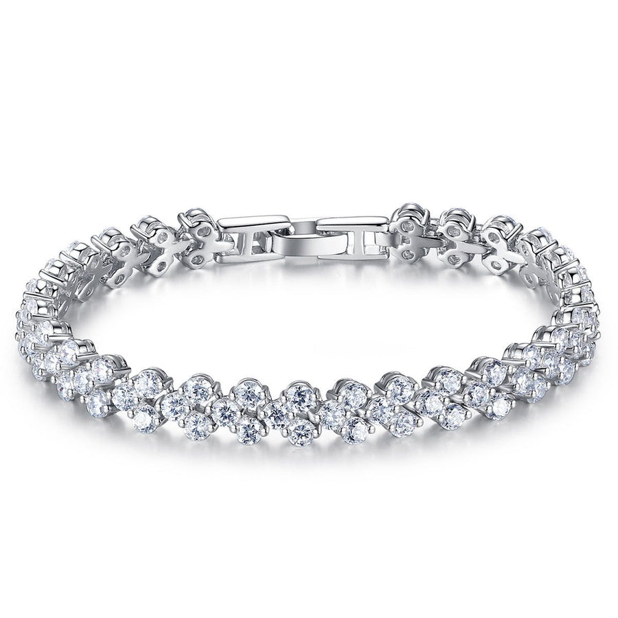 Sweet Glittering Crystal Sterling Silver Bracelet