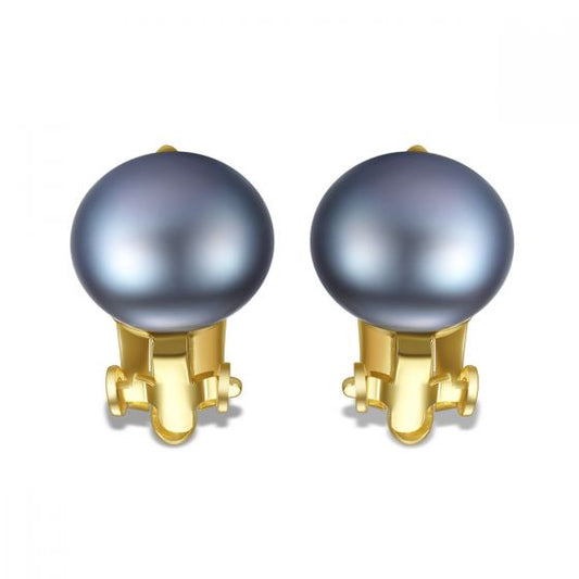 Half-Round Natural Pearl Silver Stud Earrings