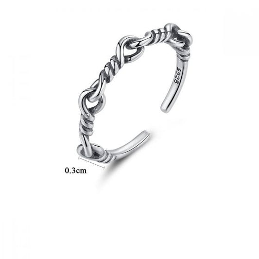Vintage Twisted Knot 925 Sterling Silver Adjustable Ring