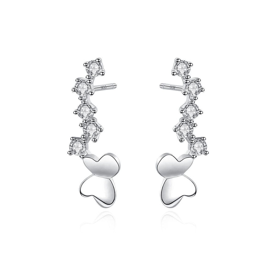 Crystal Star Butterfly Sterling Silver Stud Earrings
