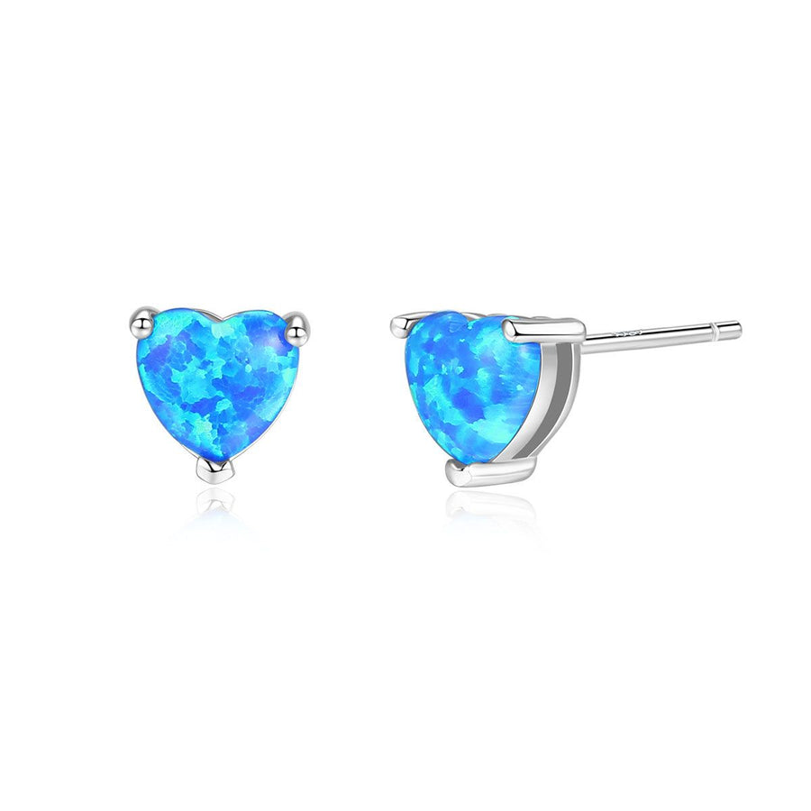 Bridesmaid Heart Created Opal Stud Earrings