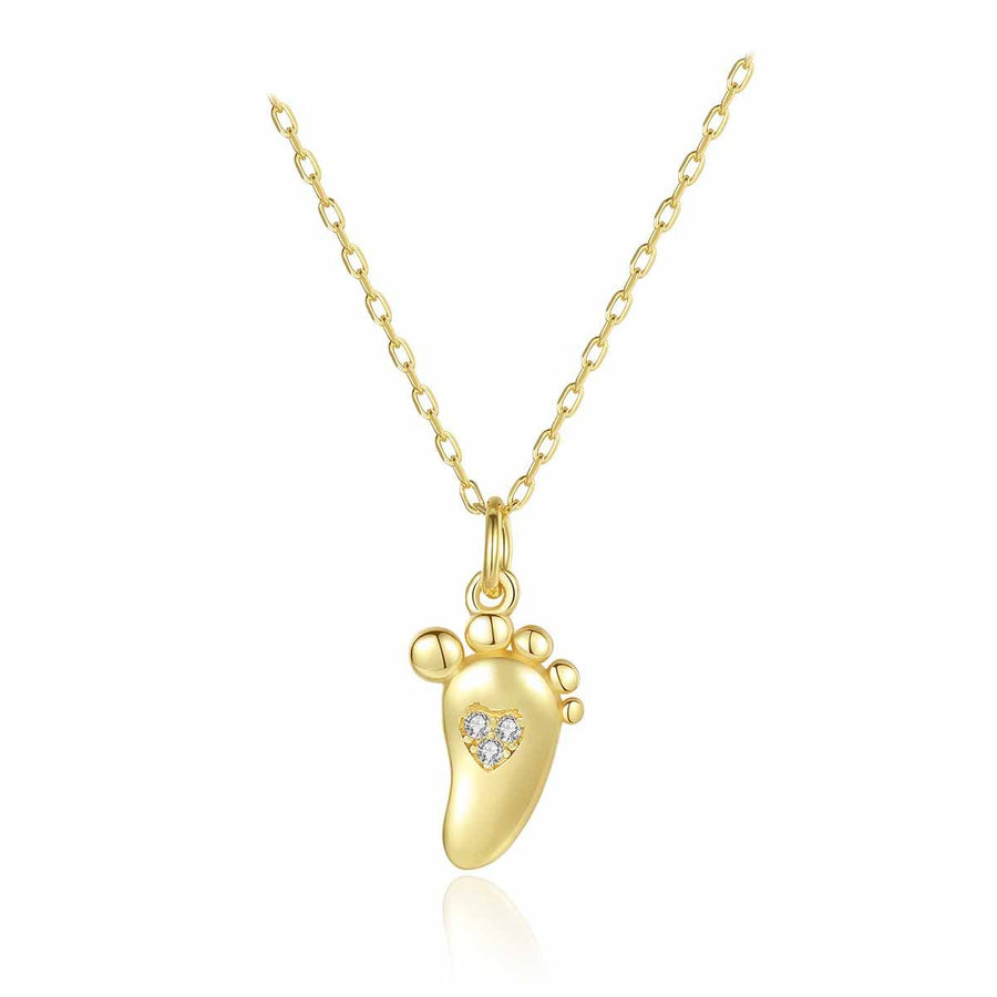 Mini Crystal Feet 925 Sterling Silver Necklace