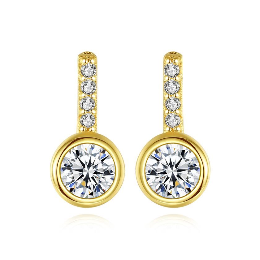 Round Crystal Sterling Silver Stud Earrings