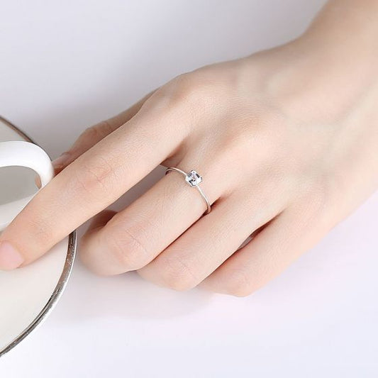 Hollow Square CZ 925 Sterling Silver Ring